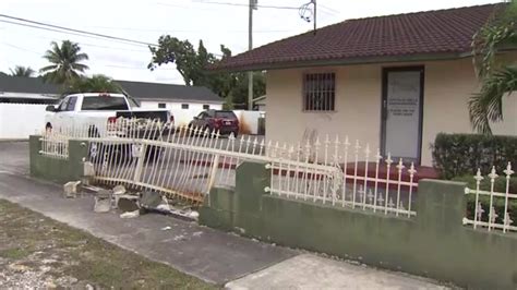 Car slams into brick wall, fence outside Hialeah home; no injuries reported